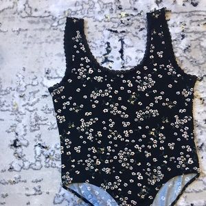 Black floral bodysuit